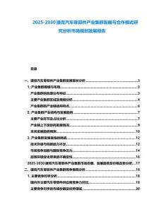 2025-2030捷克汽車零部件產業集群發展與合作模式研究分析市場規劃發展報告