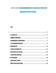2025-2030高速鐵路接觸網(wǎng)技術(shù)行業(yè)現(xiàn)狀技術(shù)革新與鐵路運(yùn)能提升規(guī)劃分析報(bào)告