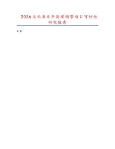 2026及未來5年高碳鋼帶項目可行性研究報告