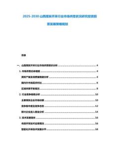 2025-2030山西煤炭開采行業市場供需狀況研究投資前景發展策略規劃