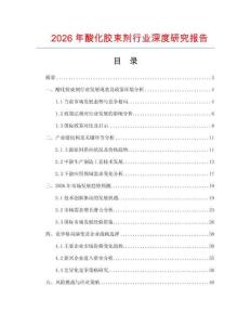2026年酸化膠束劑行業深度研究報告