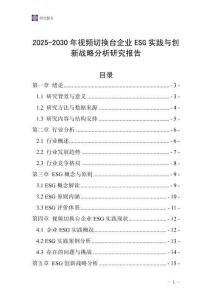 2025-2030年視頻切換臺企業ESG實踐與創新戰略分析研究報告