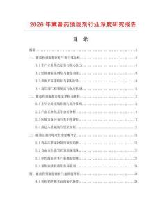 2026年禽畜藥預混劑行業(yè)深度研究報告