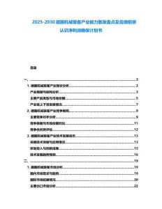 2025-2030德國機械裝備產業能力散發盤點及后續前景認識凈利潤確保計劃書