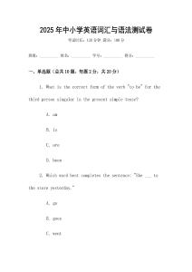 2025年中小學英語詞匯與語法測試卷