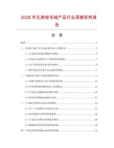 2026年扎染短毛絨產(chǎn)品行業(yè)深度研究報告