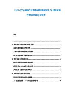 2025-2030通信行業(yè)市場(chǎng)供需關(guān)系解析及5G投資價(jià)值評(píng)估發(fā)展規(guī)劃分析報(bào)告