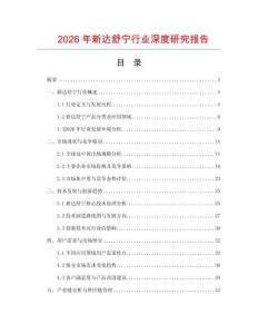 2026年新达舒宁行业深度研究报告