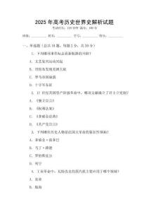 2025年高考歷史世界史解析試題