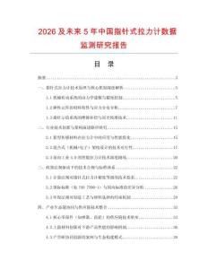 2026及未來(lái)5年中國(guó)指針式拉力計(jì)數(shù)據(jù)監(jiān)測(cè)研究報(bào)告