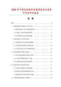 2026年中国电机配件金属喷涂项目投资可行性研究报告