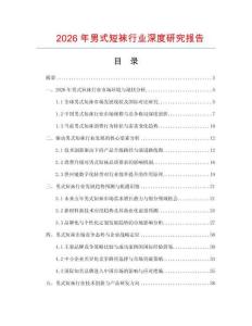 2026年男式短襪行業(yè)深度研究報(bào)告