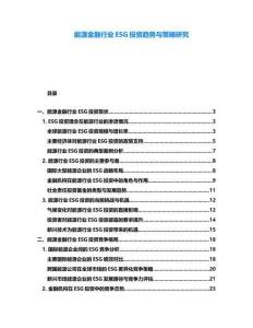 能源金融行業ESG投資趨勢與策略研究