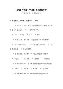 2026年知識產權保護策略試卷