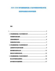 2025-2030索马里智能机器人行业市场现状供需分析及投资评估规划分析研究报告