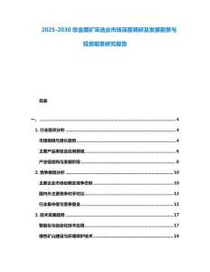 2025-2030非金屬礦采選業市場深度調研及發展前景與投資前景研究報告