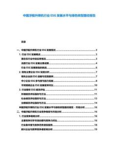 中國浮船升降機行業ESG發展水平與綠色轉型路徑報告