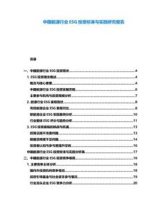 中國能源行業ESG投資標準與實踐研究報告