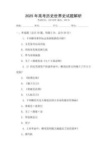 2025年高考歷史世界史試題解析