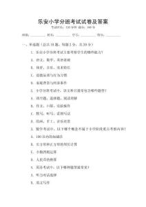 樂安小學分班考試試卷及答案