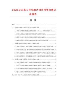 2026及未來5年電蚊片項(xiàng)目投資價(jià)值分析報(bào)告