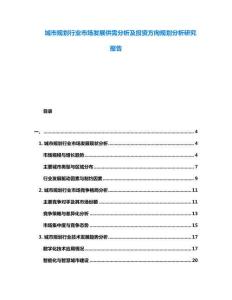 城市規劃行業市場發展供需分析及投資方向規劃分析研究報告