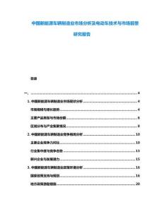 中國新能源車輛制造業市場分析及電動車技術與市場前景研究報告