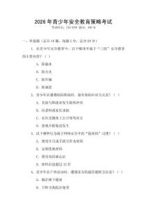 2026年青少年安全教育策略考試