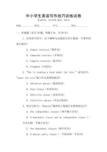 中小學生英語寫作技巧訓練試卷