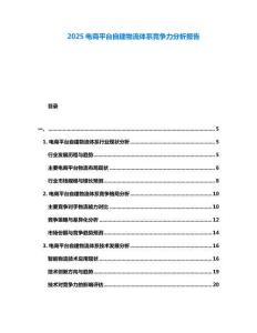 2025電商平臺自建物流體系競爭力分析報(bào)告