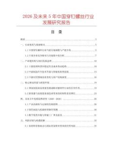 2026及未來5年中國穿釘螺絲行業發展研究報告