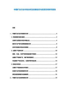 中國礦業行業市場分析及發展動態與投資空間研究報告