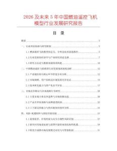 2026及未來5年中國燃油遙控飛機模型行業發展研究報告