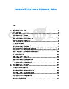 深海裝備行業(yè)技術(shù)前沿研究與市場投資機遇分析報告