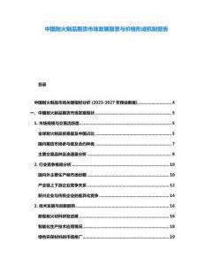 中國耐火制品期貨市場發展前景與價格形成機制報告