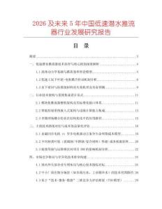 2026及未來5年中國低速潛水推流器行業(yè)發(fā)展研究報告