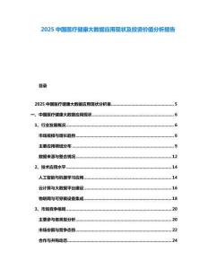 2025中國(guó)醫(yī)療健康大數(shù)據(jù)應(yīng)用現(xiàn)狀及投資價(jià)值分析報(bào)告
