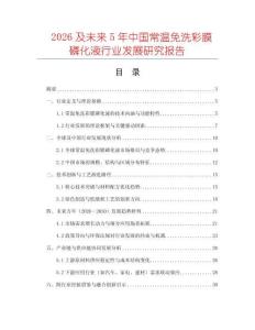 2026及未來5年中國常溫免洗彩膜磷化液行業發展研究報告