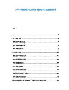 2025中國房地產行業政策調控與市場走勢預測報告