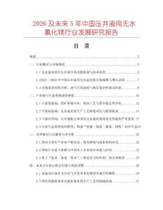 2026及未來(lái)5年中國(guó)壓井液用無(wú)水氯化鎂行業(yè)發(fā)展研究報(bào)告