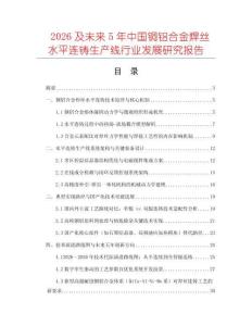 2026及未來5年中國銅鋁合金焊絲水平連鑄生產線行業發展研究報告