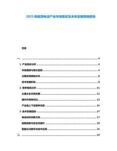 2025新能源電池產(chǎn)業(yè)市場(chǎng)現(xiàn)狀及未來發(fā)展策略報(bào)告