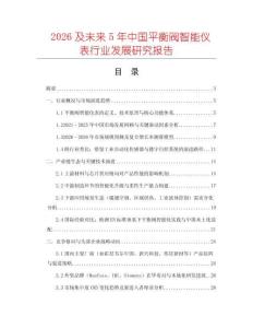 2026及未來5年中國平衡閥智能儀表行業發展研究報告