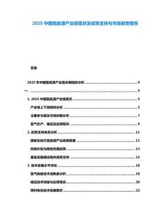 2025中國氫能源產業鏈現狀及政策支持與市場前景報告