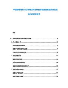 中國鋰電材料行業市場供需分析及新能源發展投資評估規劃分析研究報告