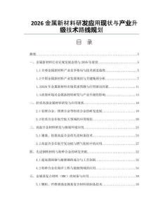 2026金屬新材料研發(fā)應(yīng)用現(xiàn)狀與產(chǎn)業(yè)升級技術(shù)路線規(guī)劃