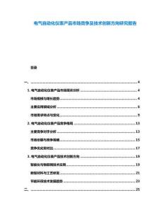 電氣自動化儀表產品市場競爭及技術創(chuàng)新方向研究報告