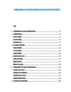 中國智慧路燈多功能桿運營模式與城市試點效果評估報告