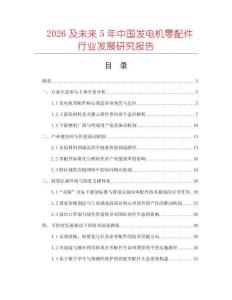 2026及未來5年中國發電機零配件行業發展研究報告