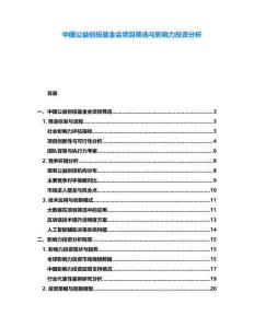 中國公益創(chuàng)投基金會項目篩選與影響力投資分析